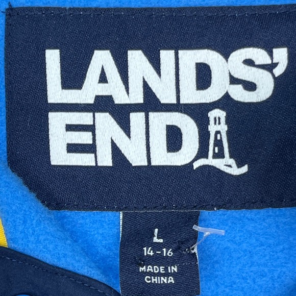 Lands End Heritage Pullover Womens L 14-16 Blue Long Sleeve Fleece Snap Neck NEW - Picture 7 of 12